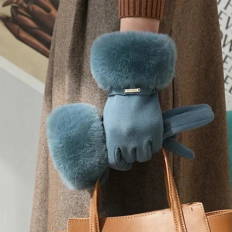 Kvinders Figursyet Handsker med Pelsmanchet 8