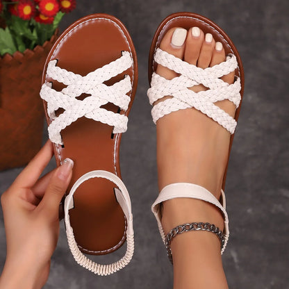 Kvinders Flade Sandaler Roman Strap Designer 11