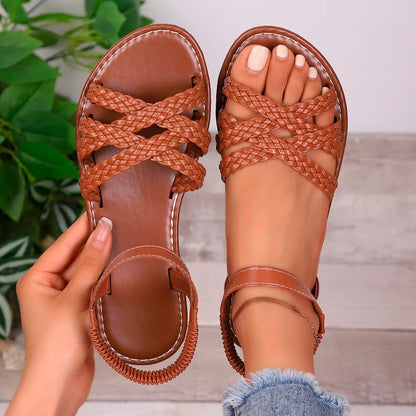 Kvinders Flade Sandaler Roman Strap Designer 8