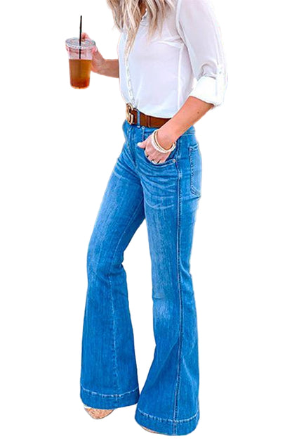 Kvinders Flare Bottoms Jeans Distressed Design 0