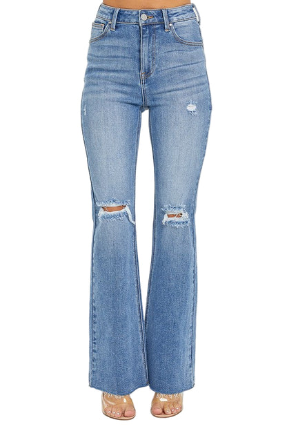 Kvinders Flare Jeans Høj Talje Medium Denim 0
