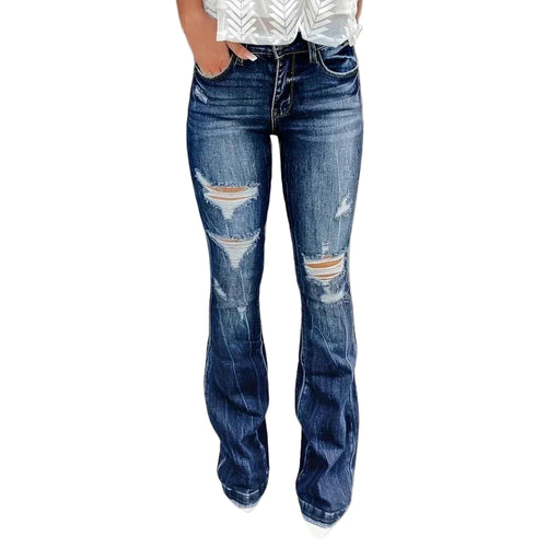 Kvinders Flared Jeans Rippede 0