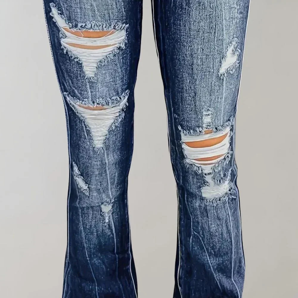 Kvinders Flared Jeans Rippede 3