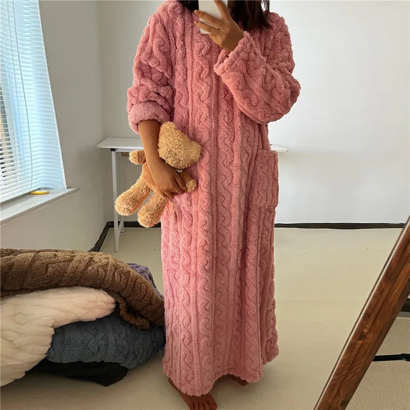 Kvinders Fleece Kjole Cozy Design Langærmet 3