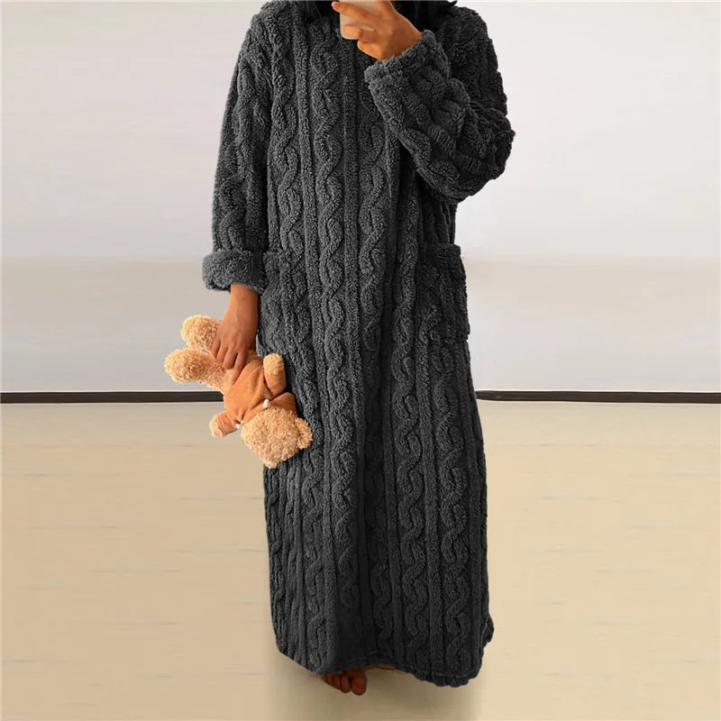 Kvinders Fleece Kjole Cozy Design Langærmet 6