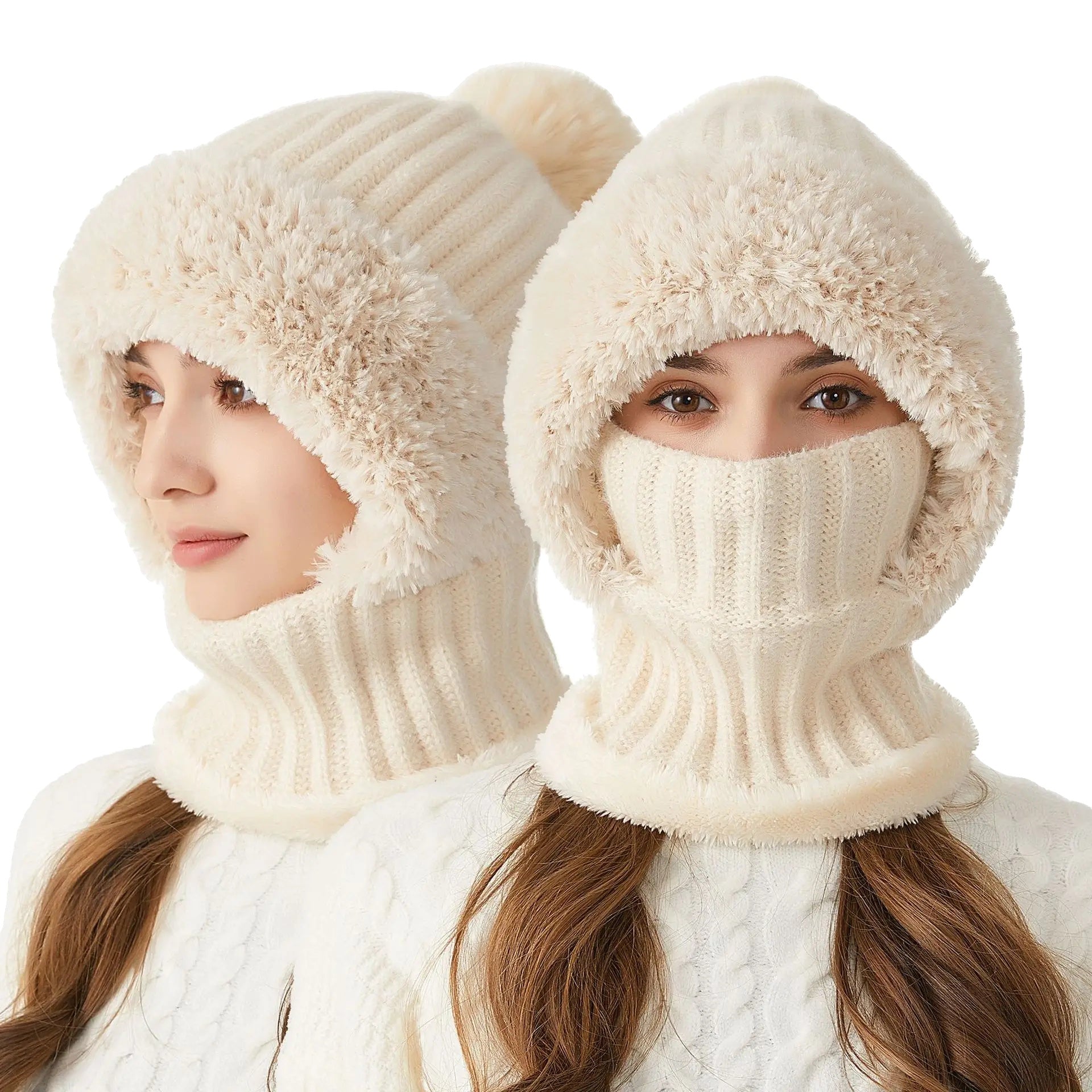Kvinders Fleece Vinterhat med Snood Casual 1