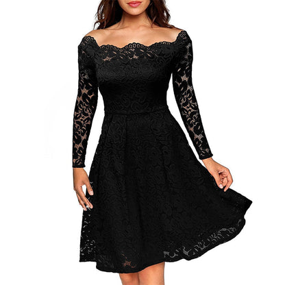 Kvinders Formelle Kjole med Off-Shoulder Design 0