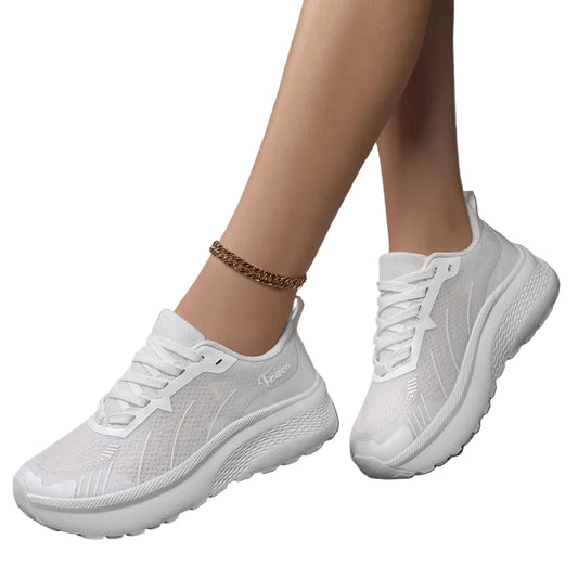 Kvinders Fritidssneakers med Åndbar Mesh og Dæmpende Sål 0