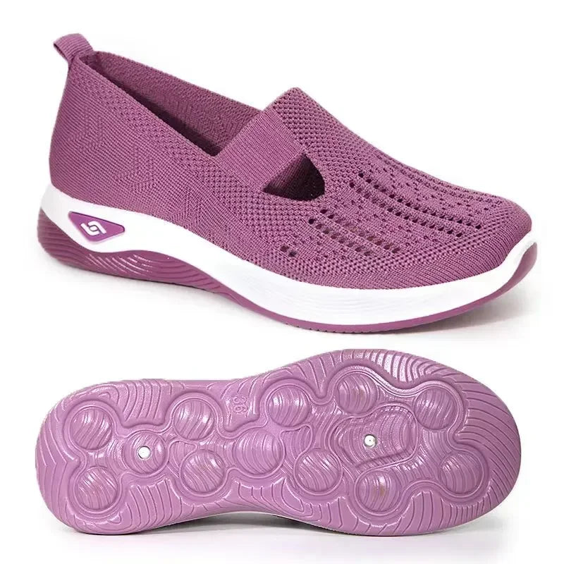 Kvinders Gå-Sko Slip On Åndbar Tekstil Med Memory Foam Indersål 13