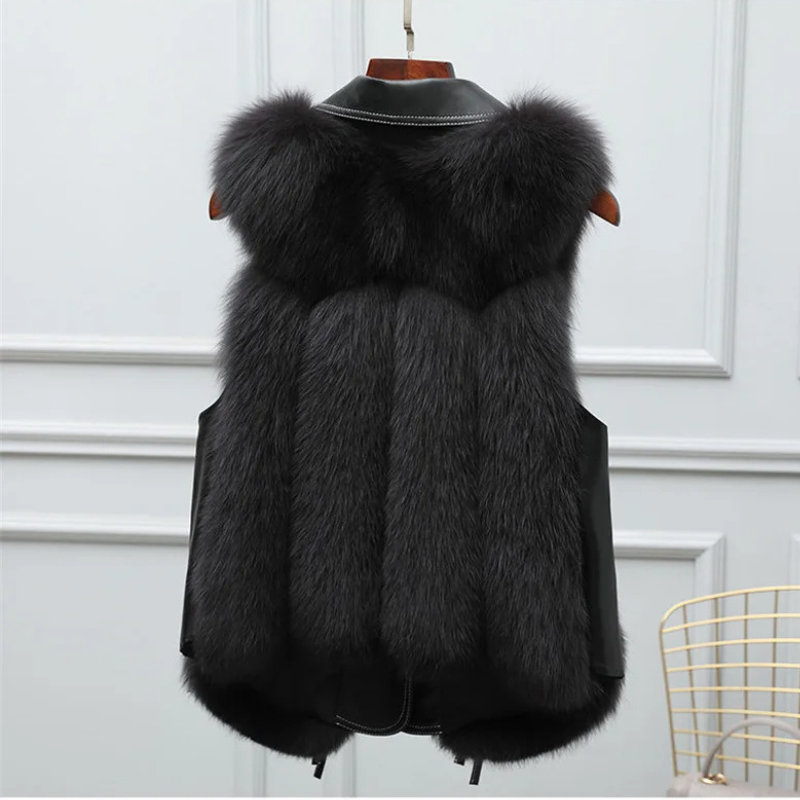 Kvinders Gilet med Krave og Pels Trim, Justerbar Bindeside, Ærmeløs Design 8