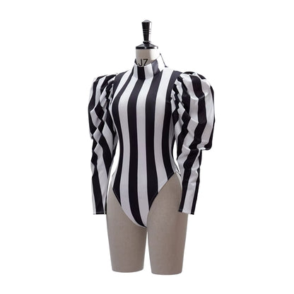 Kvinders Gotisk Jumpsuit med Striber Tætsiddende Design 1