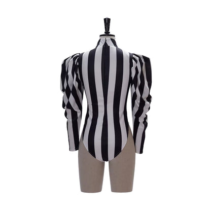 Kvinders Gotisk Jumpsuit med Striber Tætsiddende Design 4
