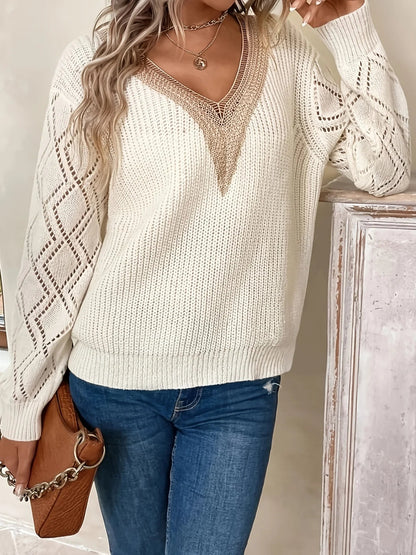 Kvinders Hæklet V-hals Sweater 3