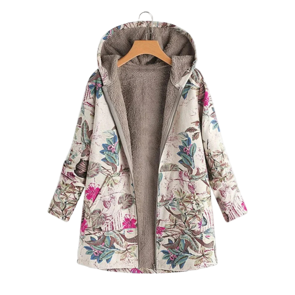 Kvinders Hættejakke med Patchwork Design 0