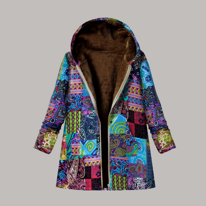 Kvinders Hættejakke med Patchwork Design 3