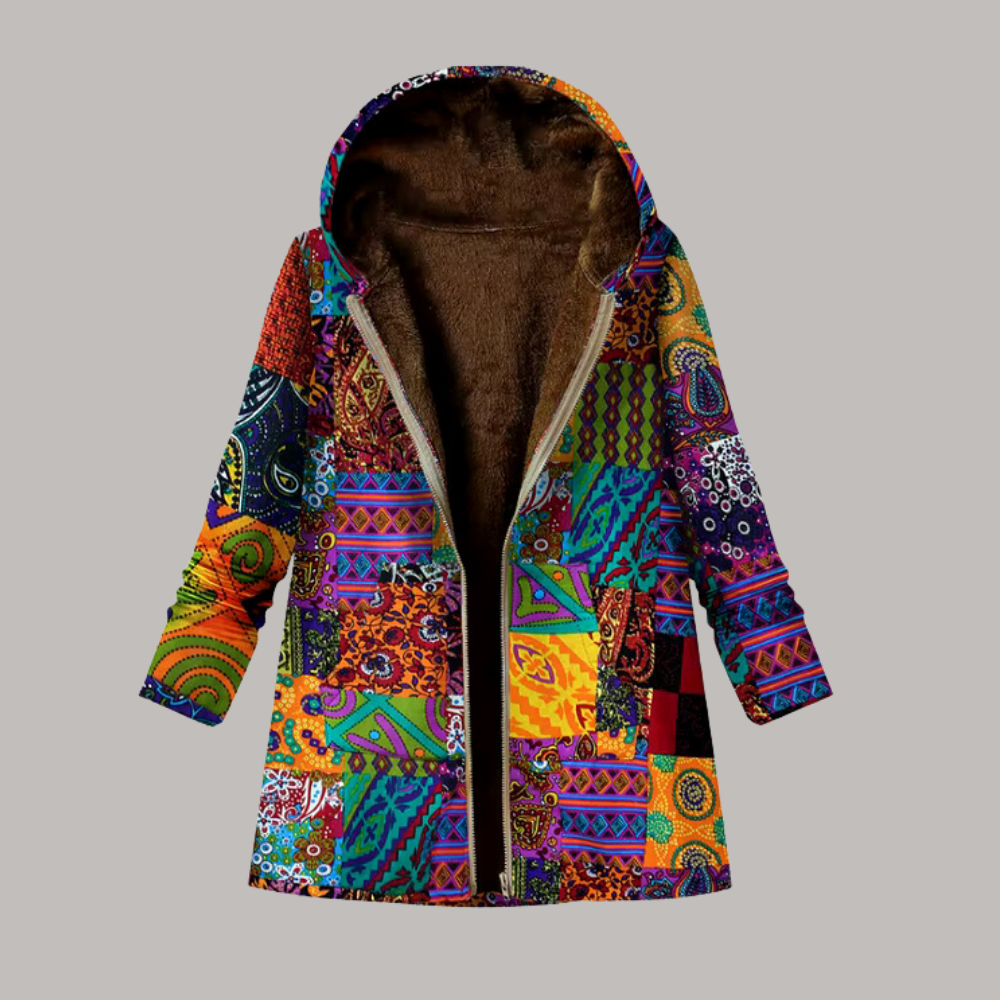 Kvinders Hættejakke med Patchwork Design 4