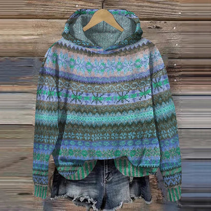 Kvinders Hættetrøje Strikket Multicolor Casual 3