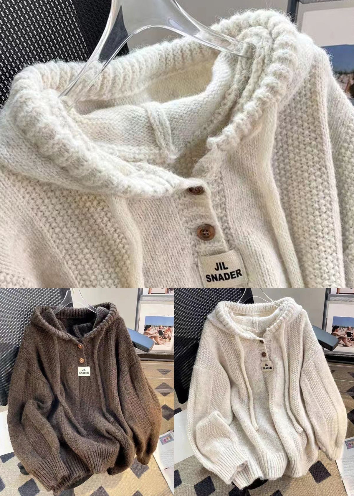 Kvinders Hættetrøje i Patchwork Stil 4