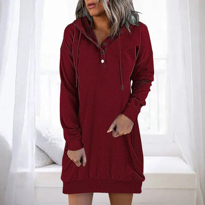 Kvinders Hættetrøjekjole Afslappet Stil 1