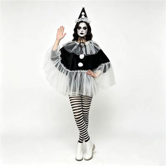 Kvinders Halloween Klovnekostume med Tyl og Kappe 1