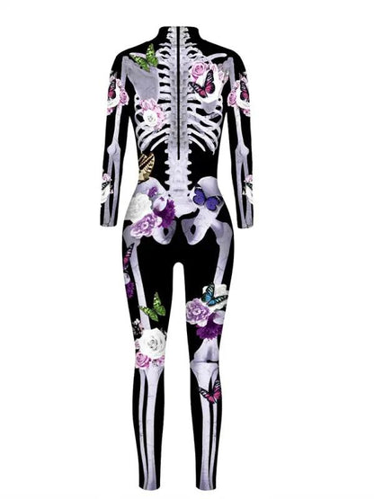 Kvinders Halloween Kostume Figurtilpasset Skeletttryk Blødt Stof 1
