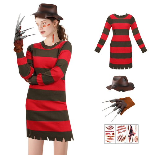 Kvinders Halloween Kostume Sæt med Kjole, Hat og Handsker 0