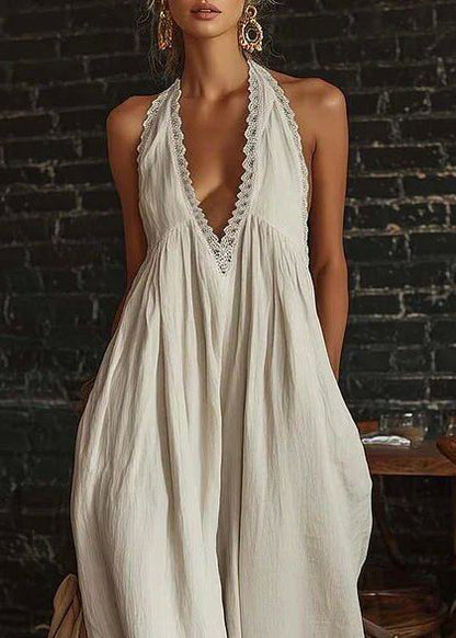 Kvinders Halter Jumpsuit V-hals Patchwork Design 3