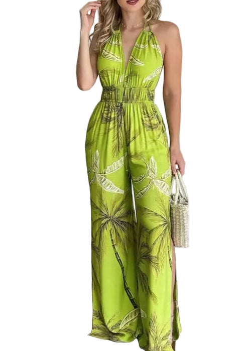 Kvinders Halter Jumpsuit med Elastisk Talje og Print 0