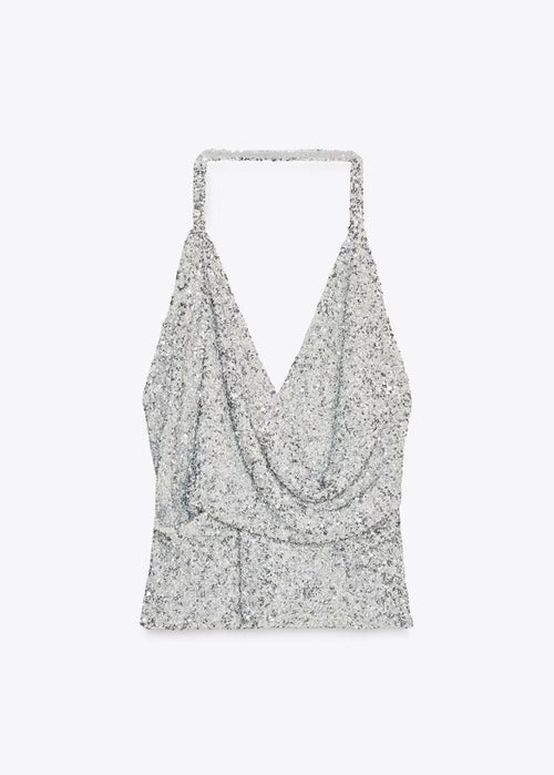 Kvinders Halter Top Rygløs med Pailletter 3