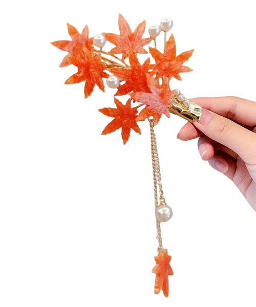 Kvinders Hårnål med Ahornblad og Glasblomst Design 1