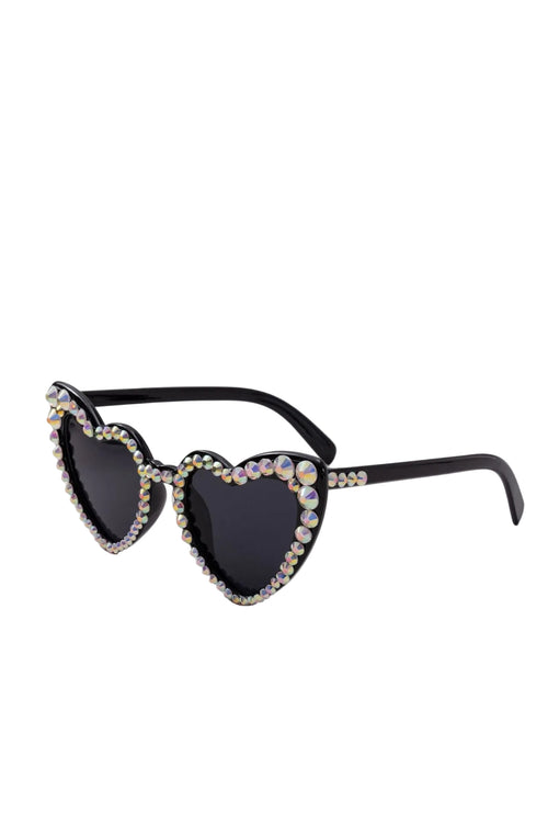 Kvinders Hjerteformede Solbriller med Glitter 0