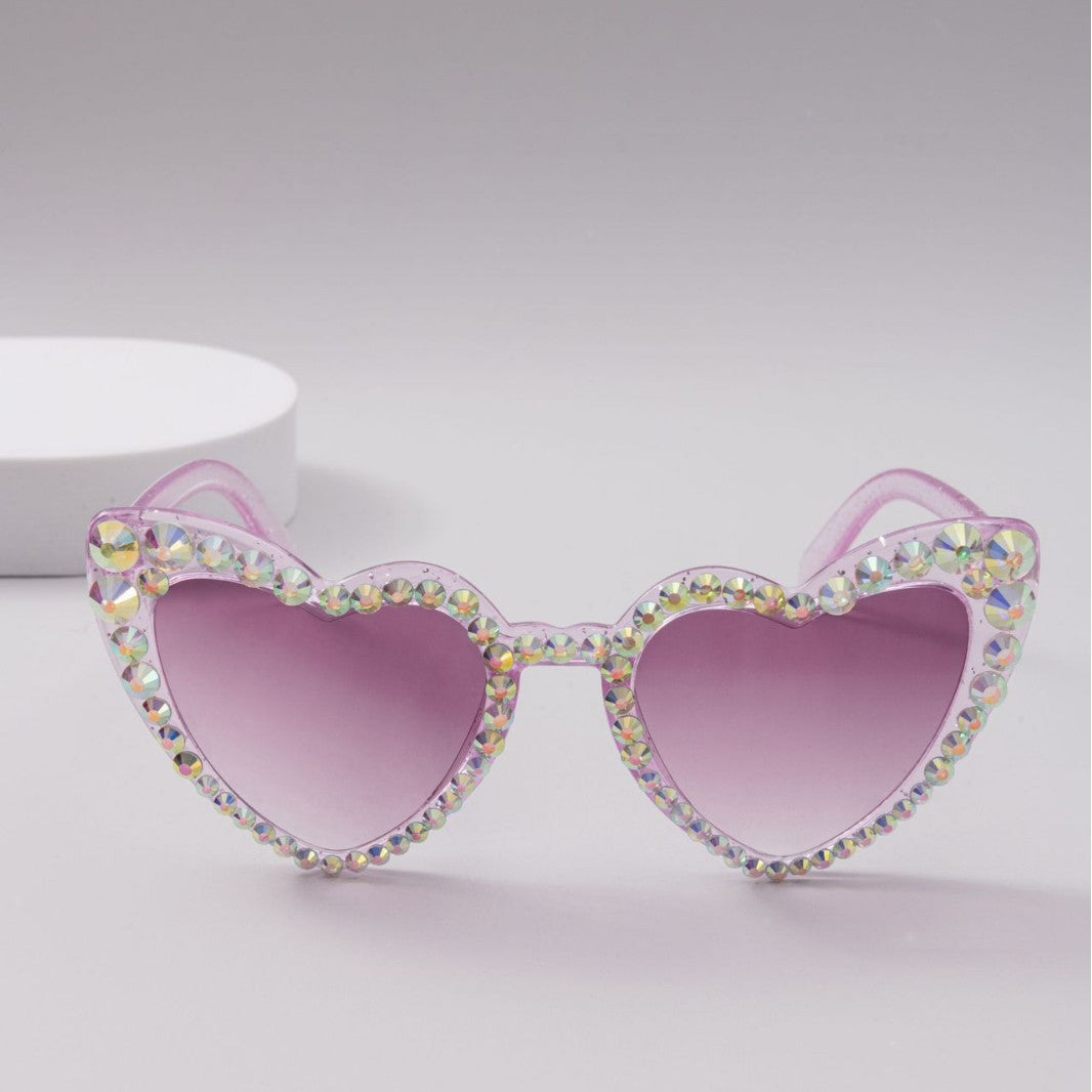 Kvinders Hjerteformede Solbriller med Glitter 3