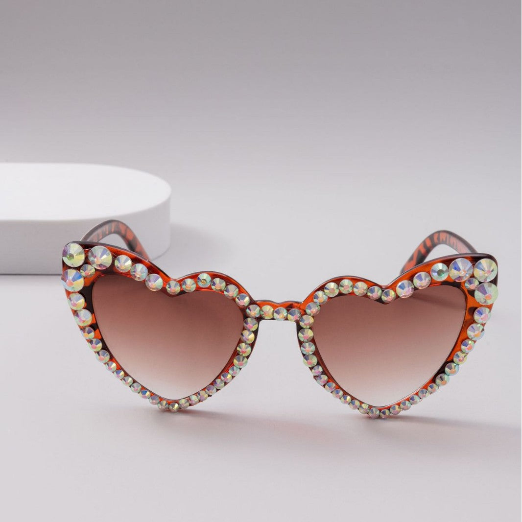 Kvinders Hjerteformede Solbriller med Glitter 4