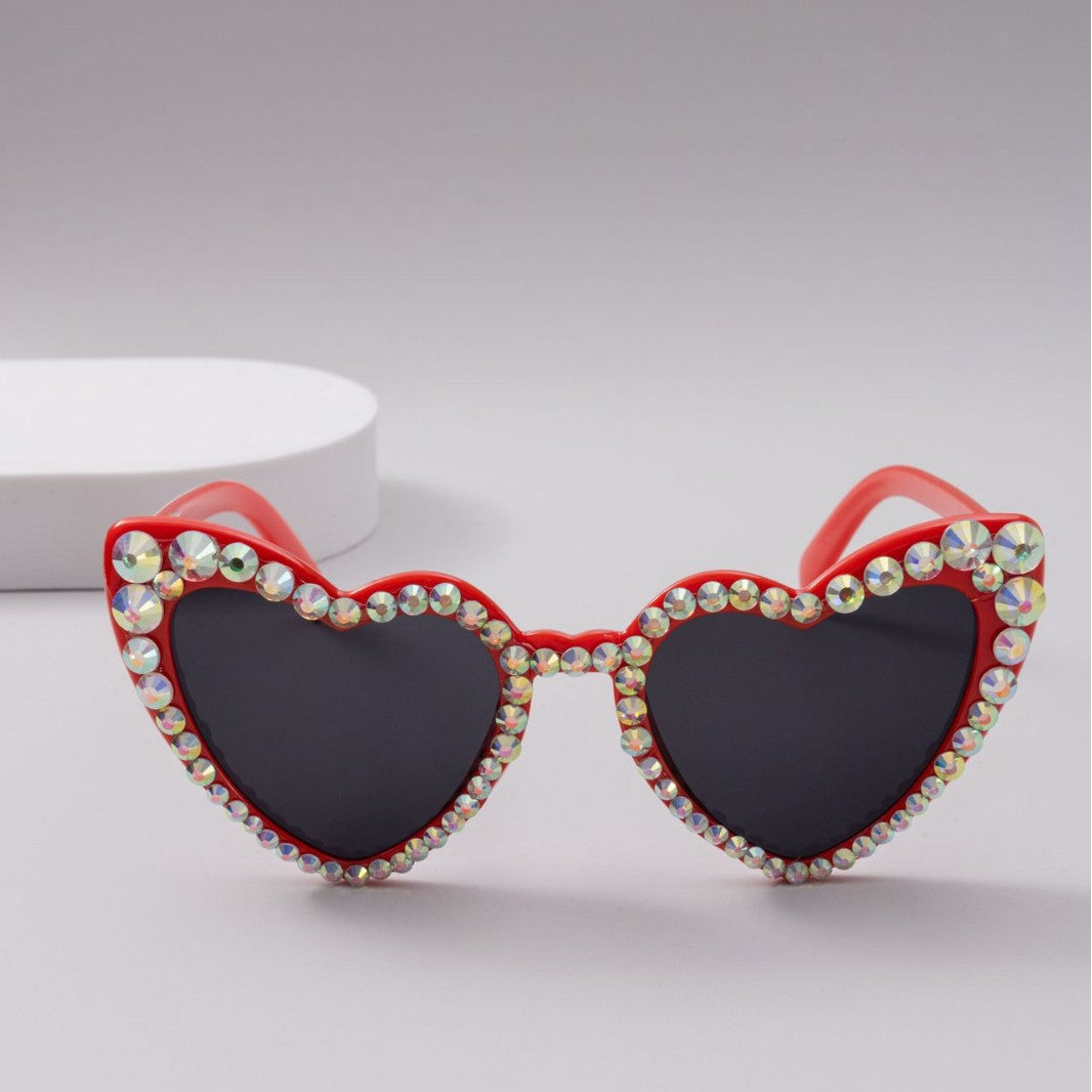 Kvinders Hjerteformede Solbriller med Glitter 5