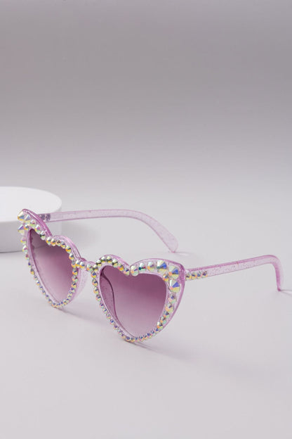 Kvinders Hjerteformede Solbriller med Glitter 6