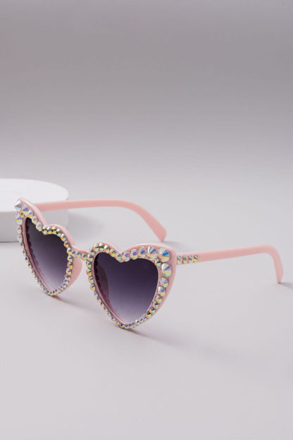 Kvinders Hjerteformede Solbriller med Glitter 8