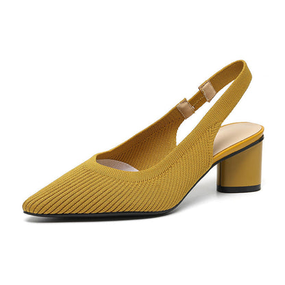 Kvinders Højhælede Sko Slingback Blød Strikket Struktur 12