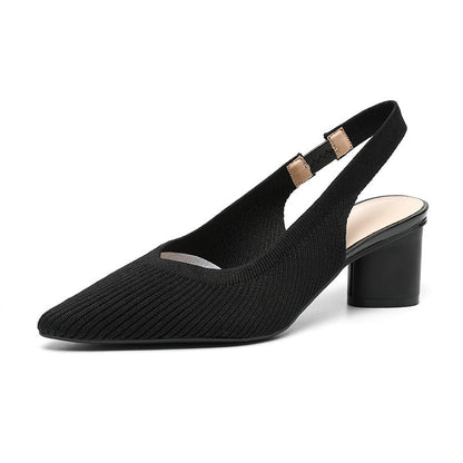 Kvinders Højhælede Sko Slingback Blød Strikket Struktur 4