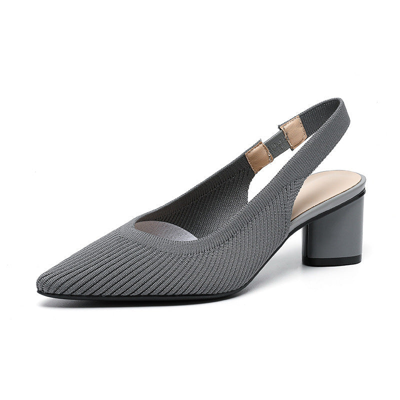 Kvinders Højhælede Sko Slingback Blød Strikket Struktur 8