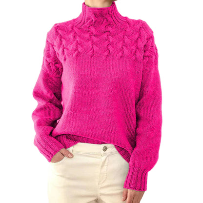 Kvinders Højhalset Kabelstrikket Sweater 0