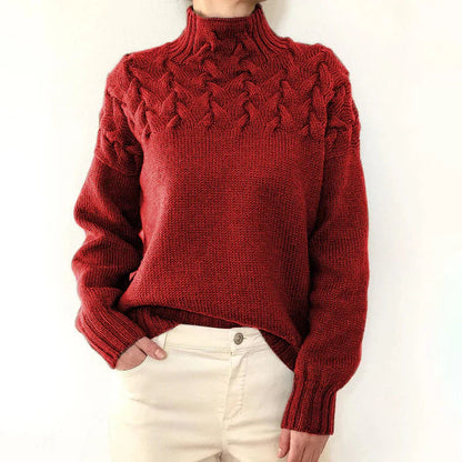 Kvinders Højhalset Kabelstrikket Sweater 1