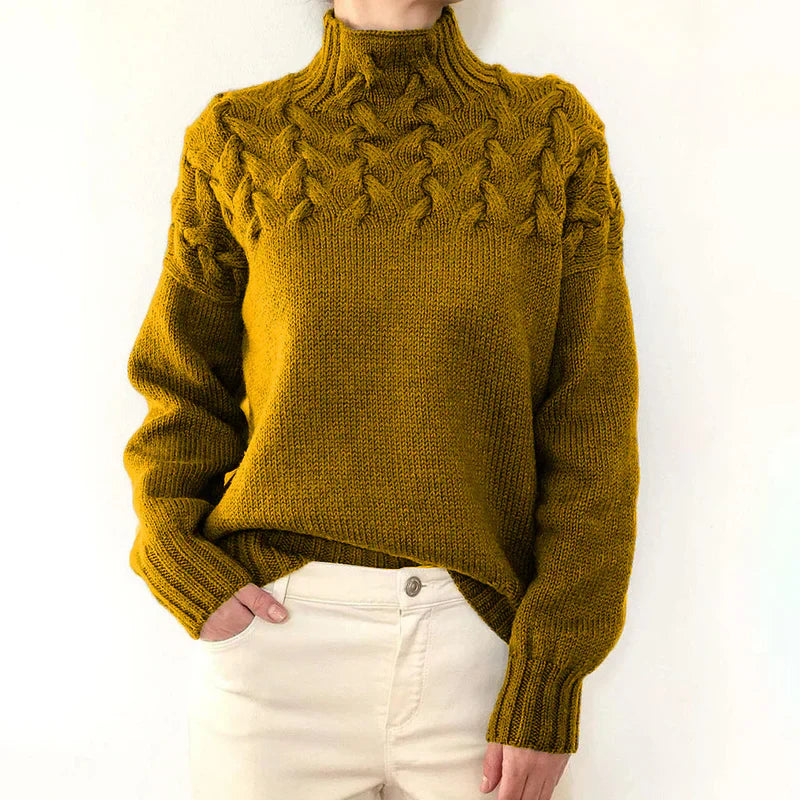 Kvinders Højhalset Kabelstrikket Sweater 10