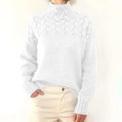 Kvinders Højhalset Kabelstrikket Sweater 12