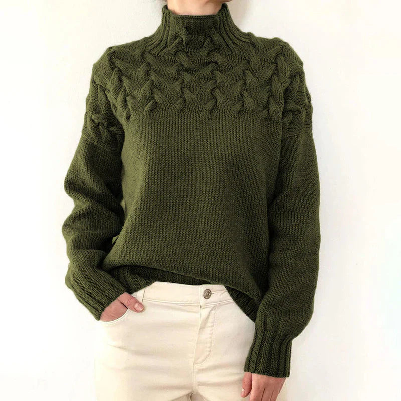 Kvinders Højhalset Kabelstrikket Sweater 2