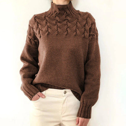 Kvinders Højhalset Kabelstrikket Sweater 3