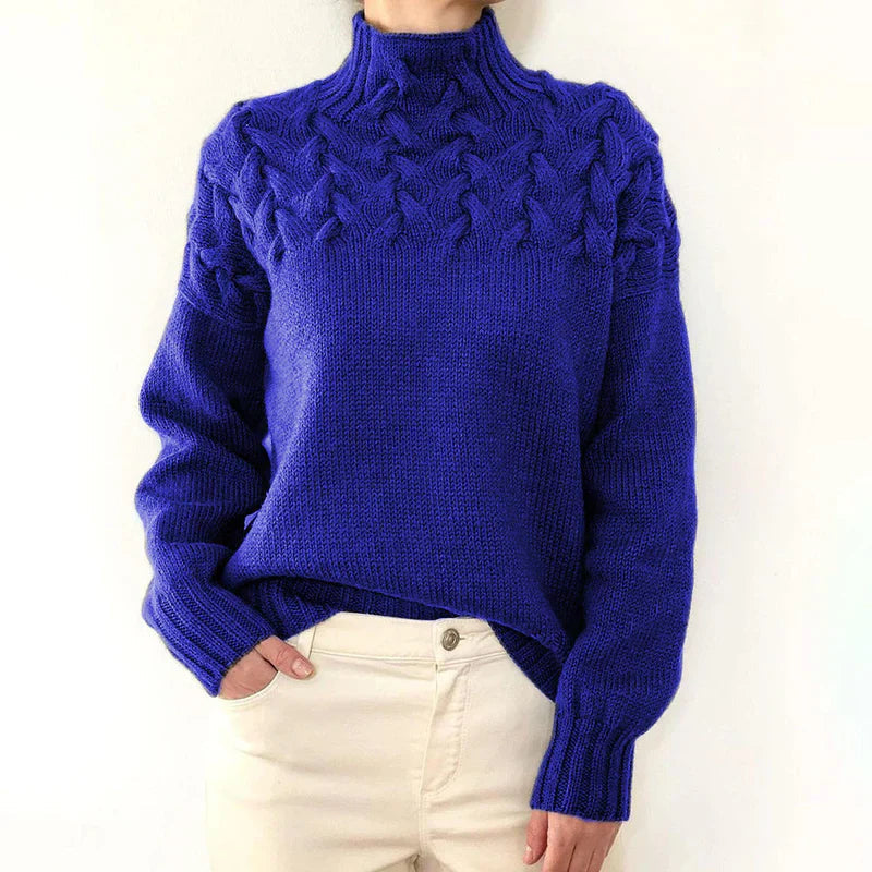 Kvinders Højhalset Kabelstrikket Sweater 4