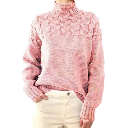 Kvinders Højhalset Kabelstrikket Sweater 6