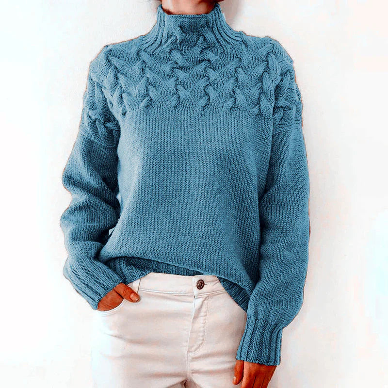 Kvinders Højhalset Kabelstrikket Sweater 7