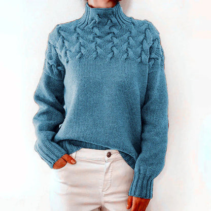 Kvinders Højhalset Kabelstrikket Sweater 7