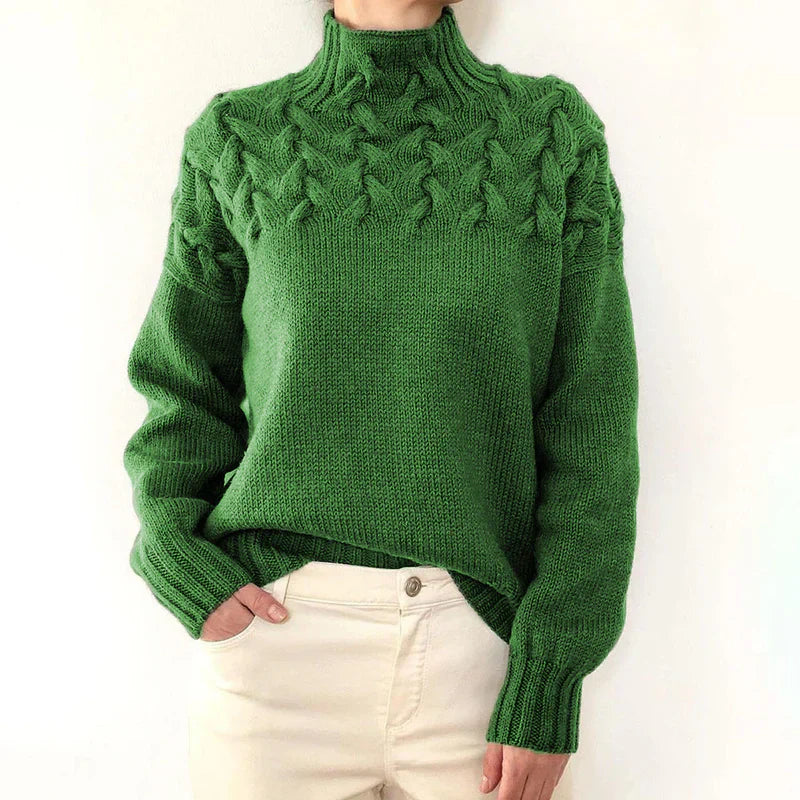 Kvinders Højhalset Kabelstrikket Sweater 9